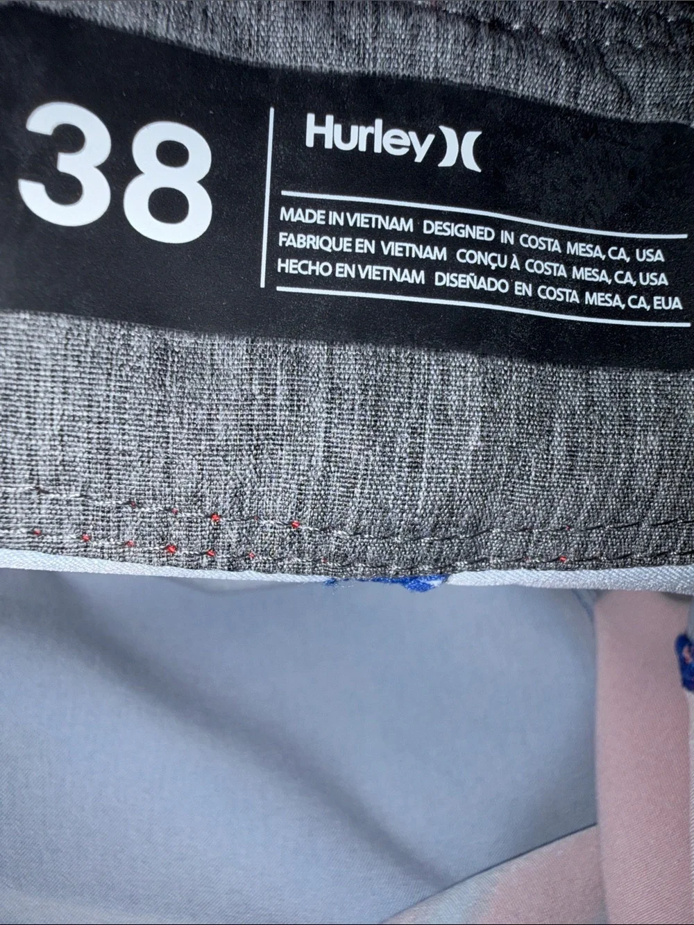 Hurley Red Boardshorts with Blue & White Side Stripes